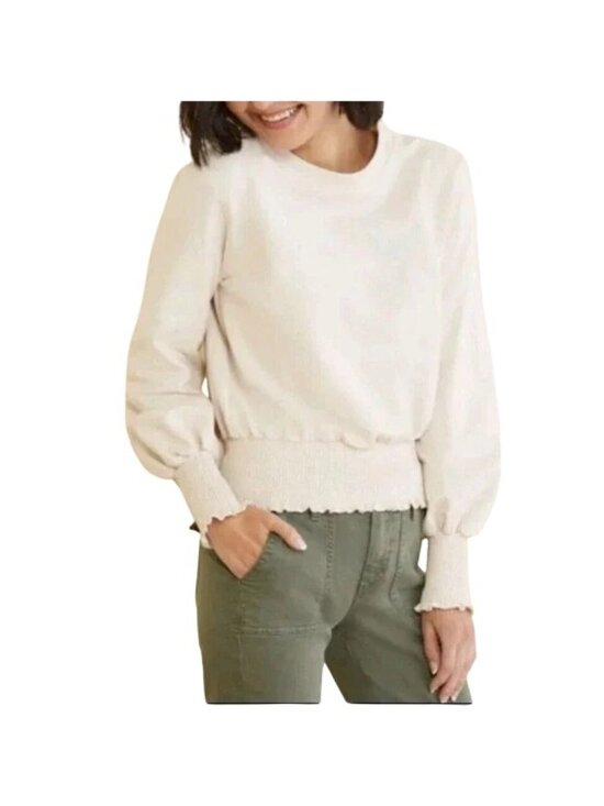 Spiritual Gangster Tops - Spiritual Gangster Raena Pullover Size Medium Crewneck Long Sleeve Smocked Hem